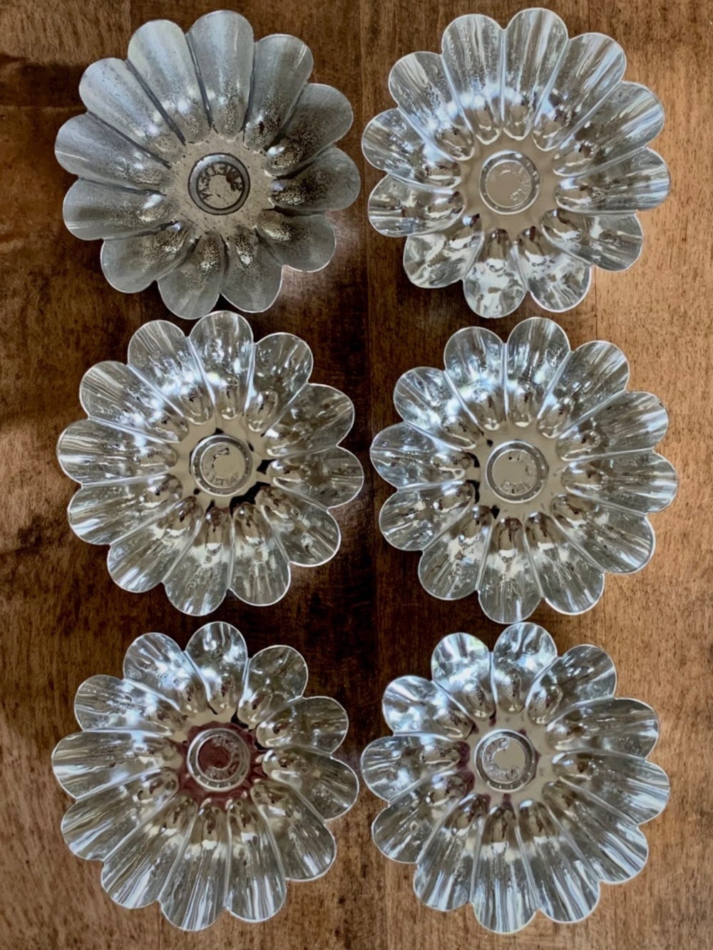 Swedish Sandbakkel Tartlet Molds 6 Fluted Metal Baking Forms Flower Rosette